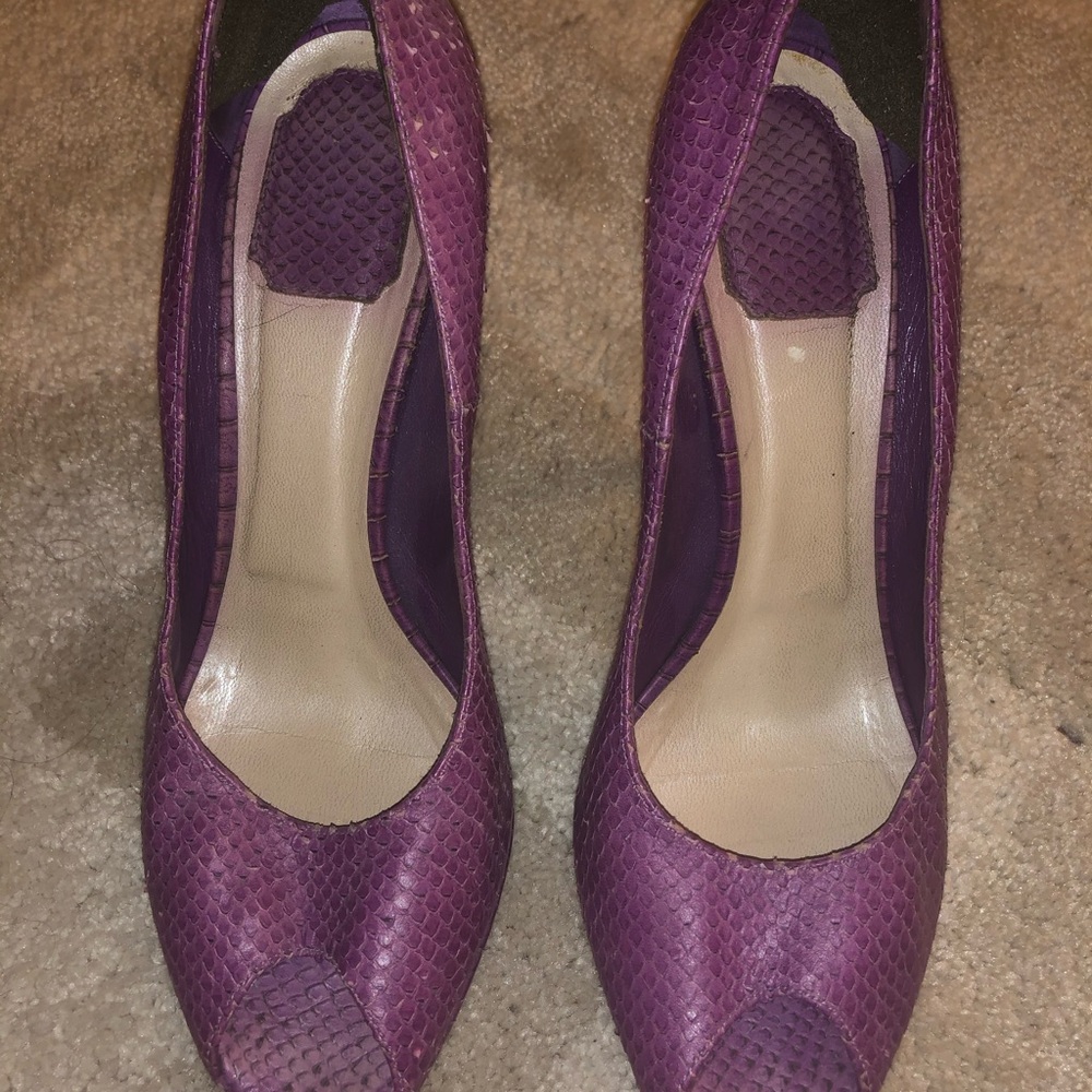 Christian Dior purple snake skin printed pumps
